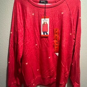 Buffalo David Bitton Red Heart Women's Crew Neck Cozy Top